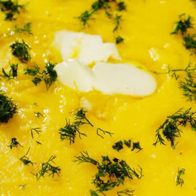 Creamy Polenta Porridge ready and served