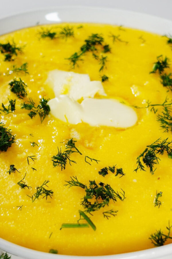 Creamy Polenta Porridge ready and served