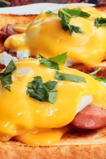 Eggs Benedict served and looking extra yummy