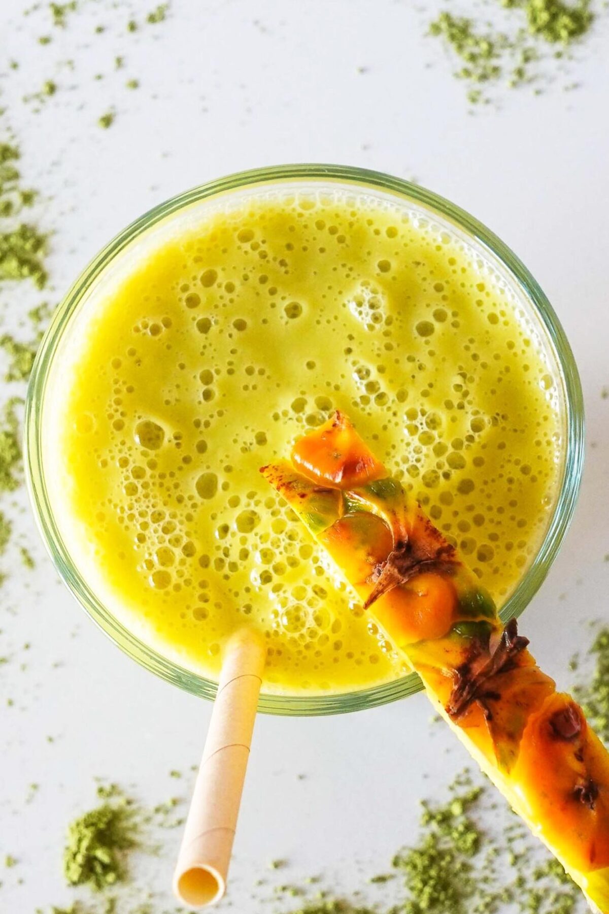 Matcha Mango Pineapple Smoothie served