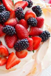 Strawberry Blackberry Pavlova served