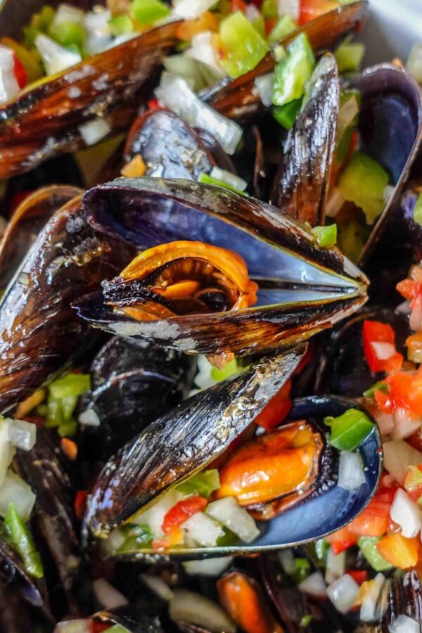 A delicious bowl of Portuguese-Style Mussels