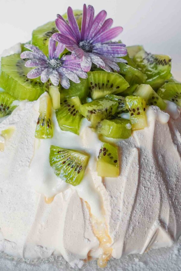 Ready Kiwi Pavlova on a plate