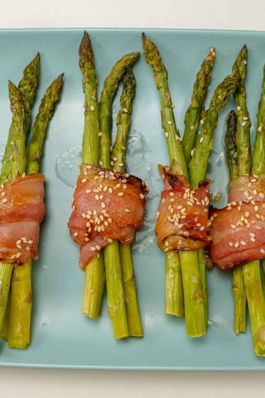 Bacon Wrapped Asparagus served