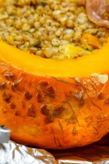 Stuffed Pumpkin in a pan.