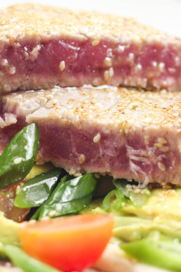 Ahi Tuna Salad on a plate.