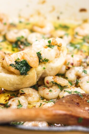 Delicious Shrimp in a pan.
