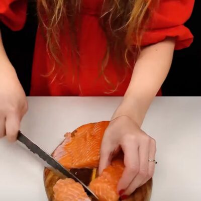 Step 1. Prepare fish and vegetables