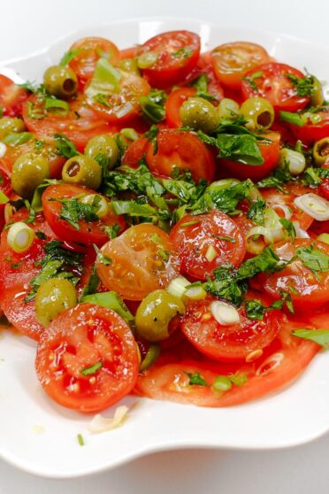Mediterranean Tomato Salad on a plate.