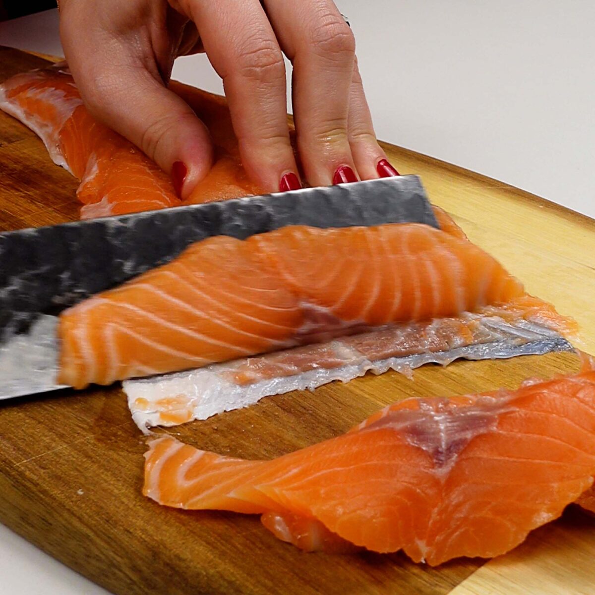 Step 1. Slice salmon