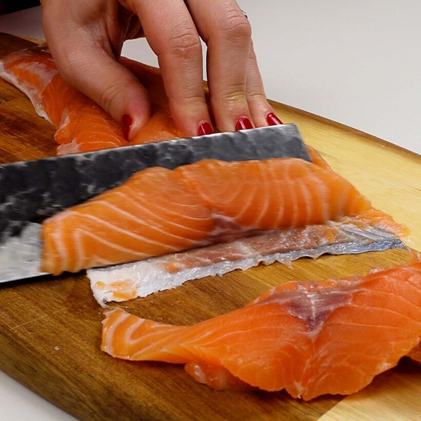 Step 1. Slice salmon