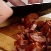 Step 4. Cook vegetables and sausage