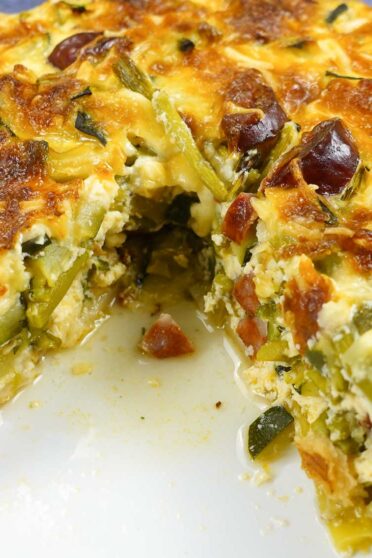 Chorizo Asparagus Quiche served