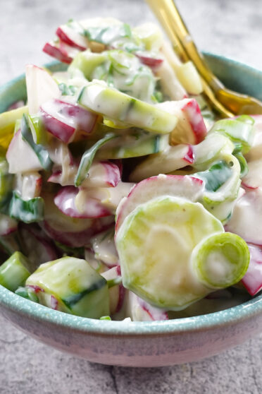 Creamy Cucumber Radish Salad in a bowl