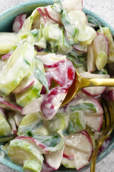 Delicious Cucumber Radish Salad in a bowl