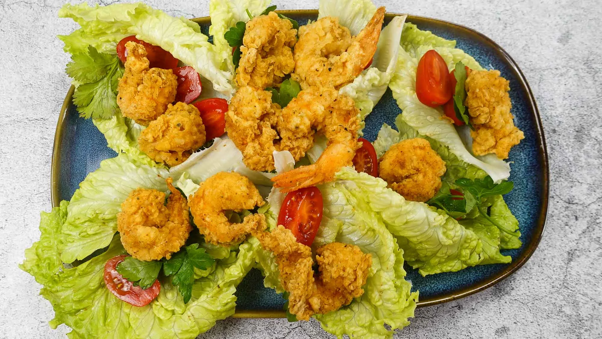 Mediterranean Shrimp Lettuce Wraps on a plate.