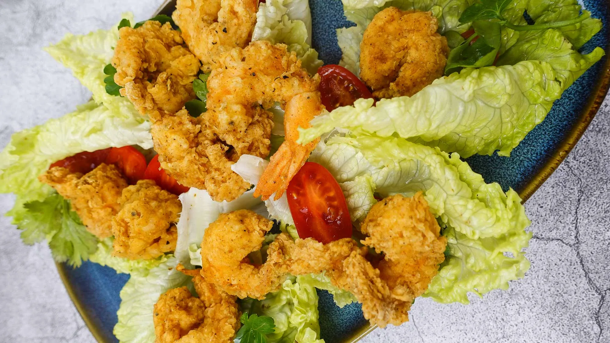 Mediterranean Shrimp Lettuce Wraps on a plate.