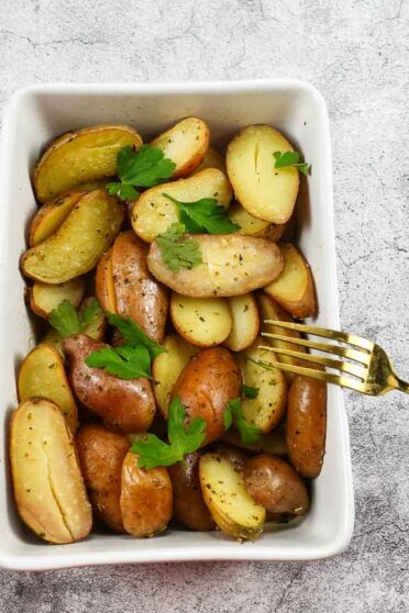 Mediterranean Baby Baked Potatoes looking very inviting.