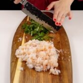 Step 1. Chop shrimp and vegetables