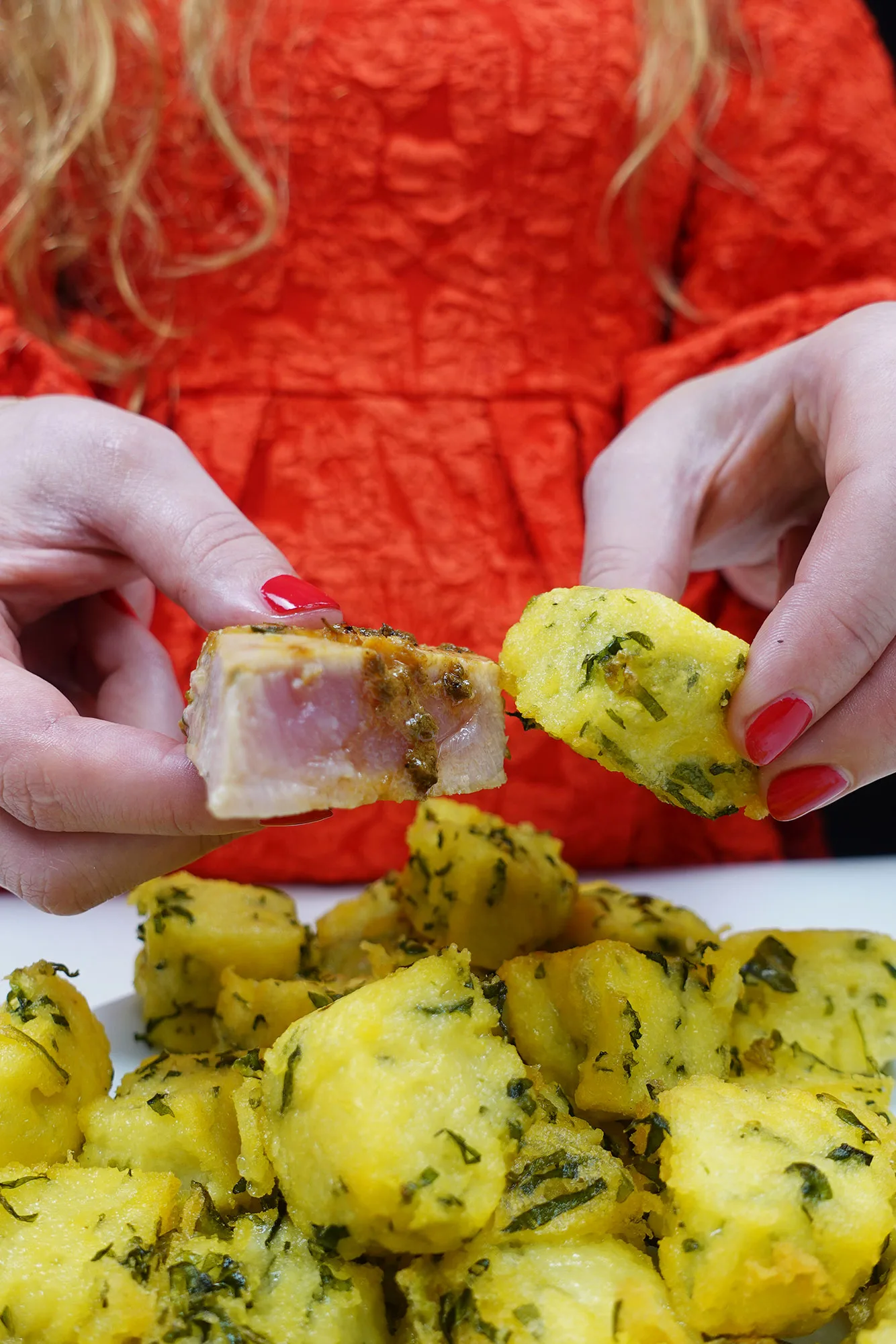 Madeiran-Style Tuna Steaks served with Cornmeal