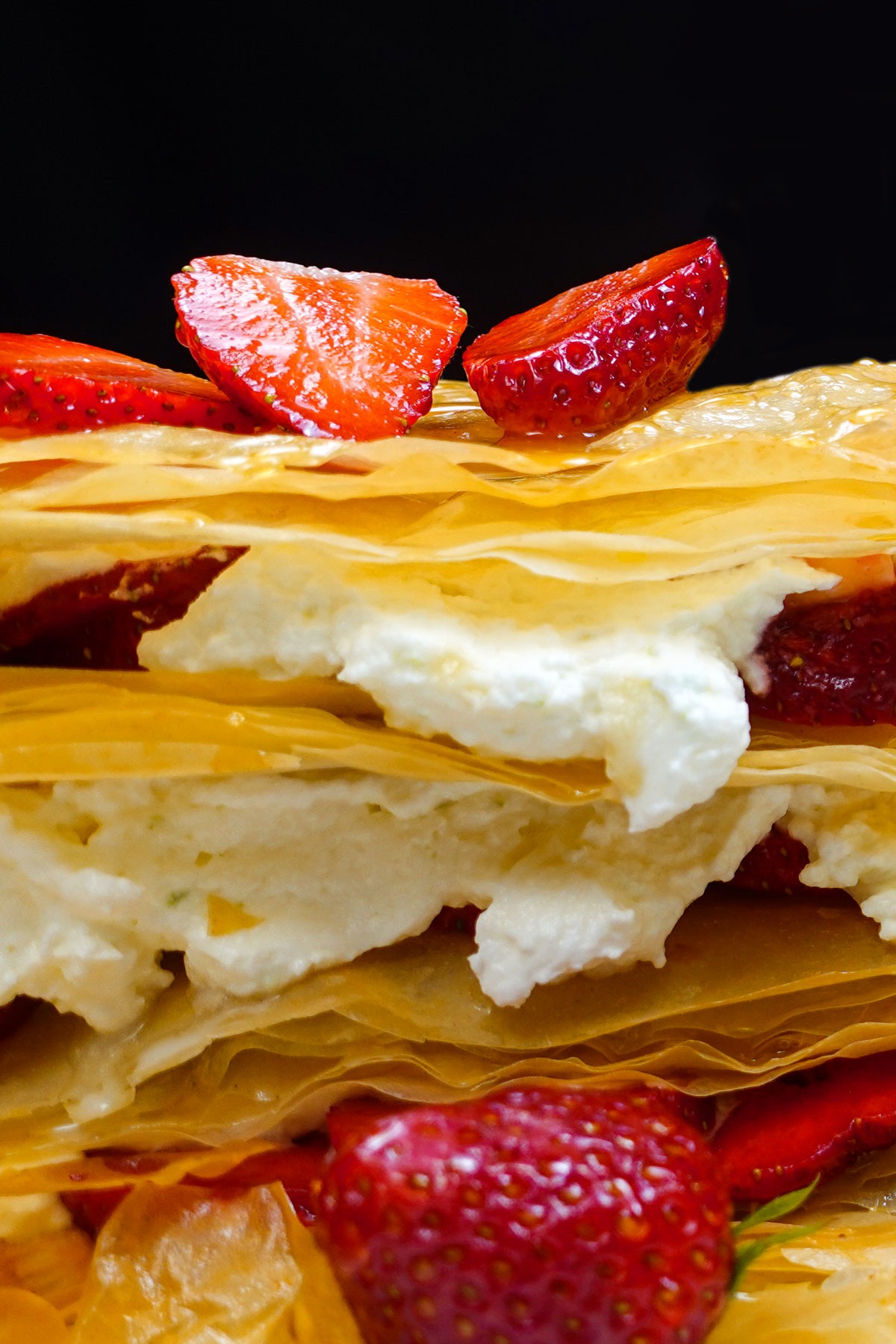 Unique recipe of Strawberry Napoleons on a plate