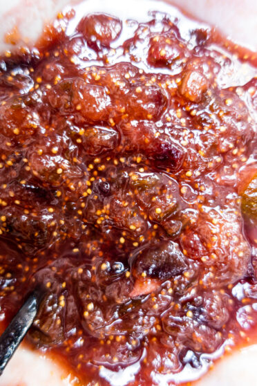 A closeup of Mediterranean Fig jam in a bowl