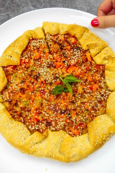 Delicious and gourmet tuna quiche with sliced piece