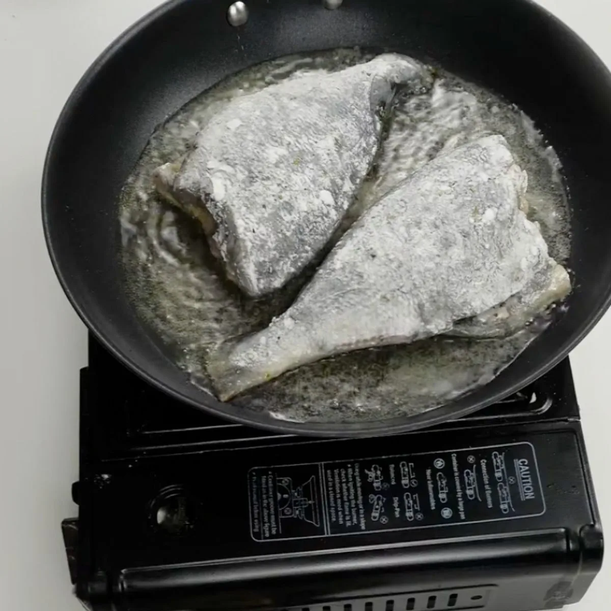 Step 2. Dredge in flour and fry