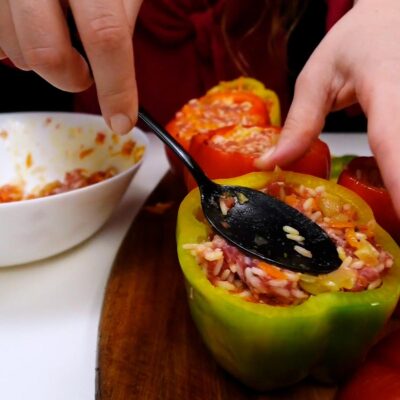 Step 5. Make filling and stuff peppers