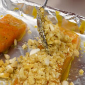 Step 2. Brush and top salmon