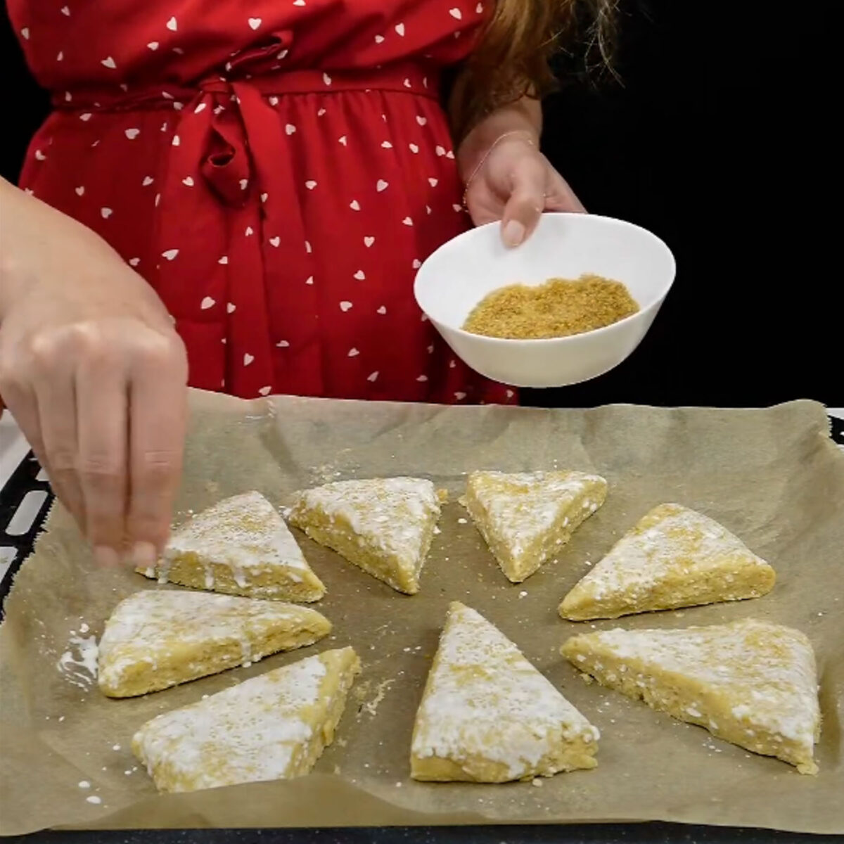 Step 3. Shape dough into a circle, Cut into triangles
