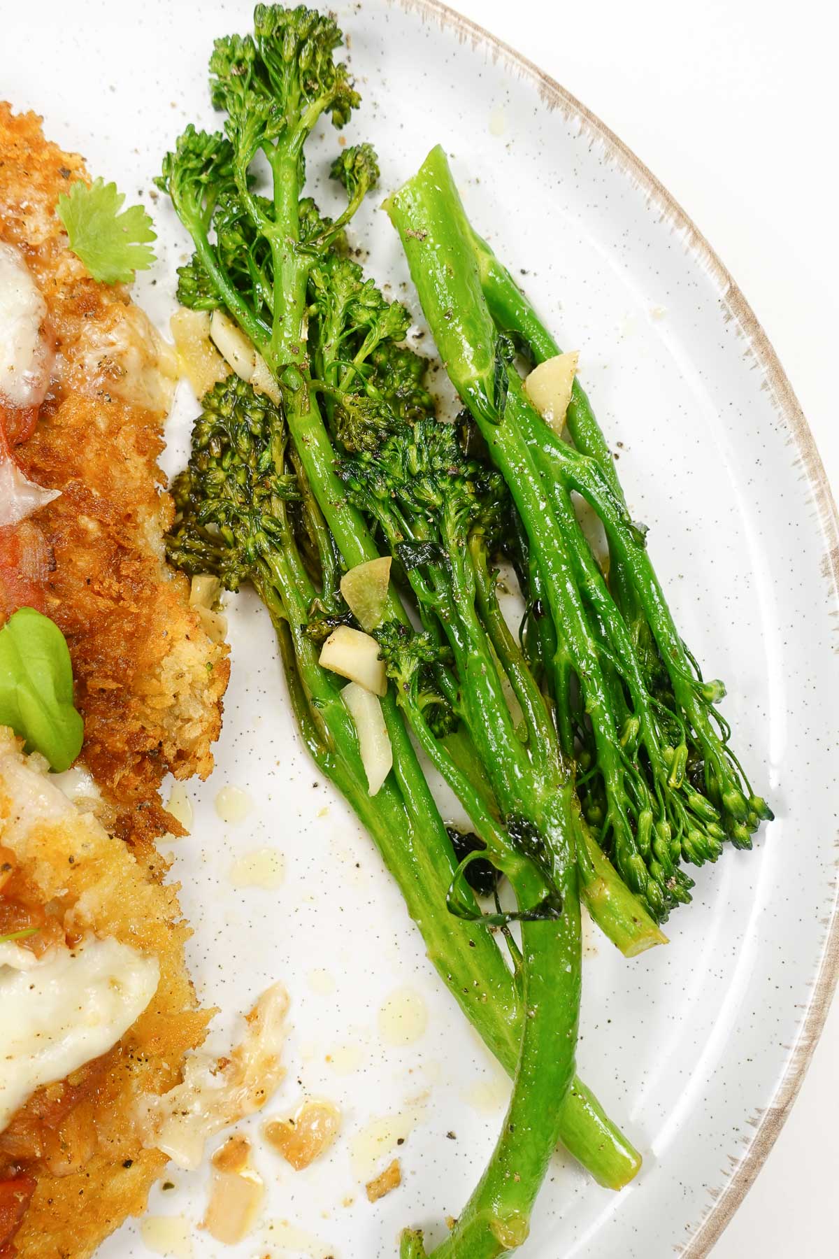 Delicious garlic broccolini with turkey on a side