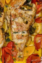 Mediterranean Baked Rosefish Served