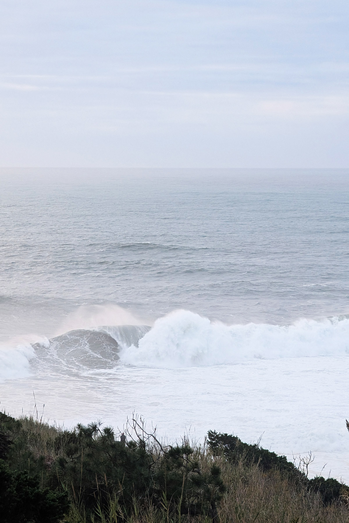Waves breaking in Nazaré, Portugal